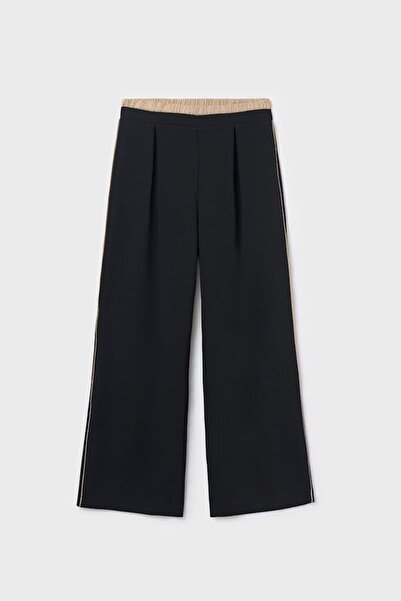 MAYORAL Girl's Double-Layered Wide-Leg Pants with Side Stripes at the Waist - Black