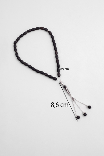 So CHIC... Rozariu din argint placat cu aur alb de 18 carate cu piatră de onix