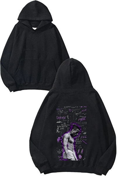 THEWERT Xxxtentacion 1 Design Back Printed Black Hooded Sweatshirt