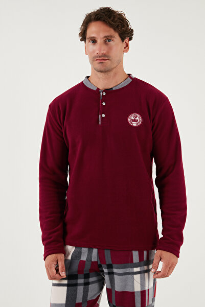 Buratti Ekoseli Regular Fit Düğmeli Bisiklet Yaka Kışlık Polar Pijama Takımı Erkek PİJAMA TAKIMI 609