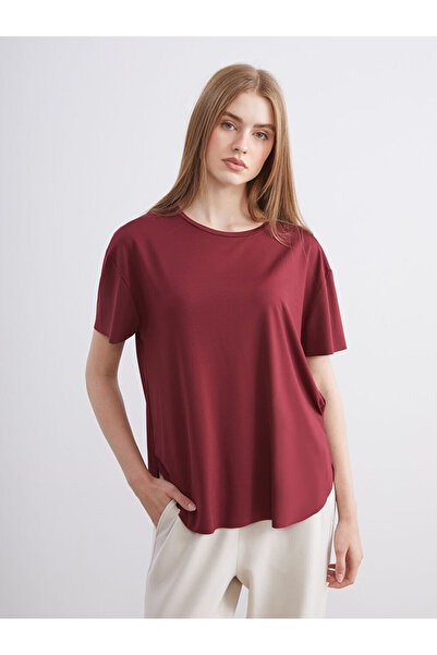 LC Waikiki تي شيرت رياضي نسائي برقبة دائرية من Plum