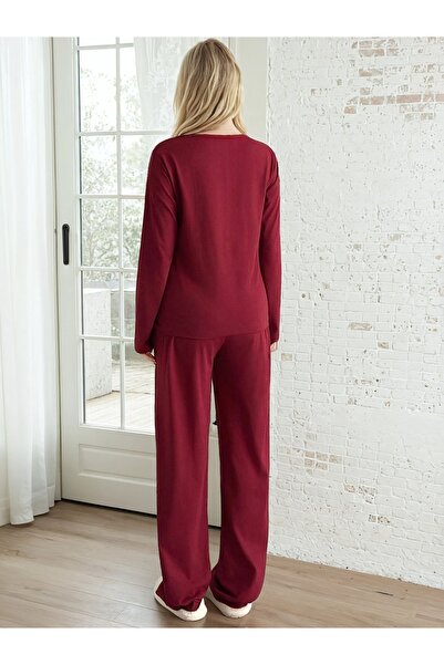 CARLA MARA Good Mood Printed Burgundy Women's Pajama Set