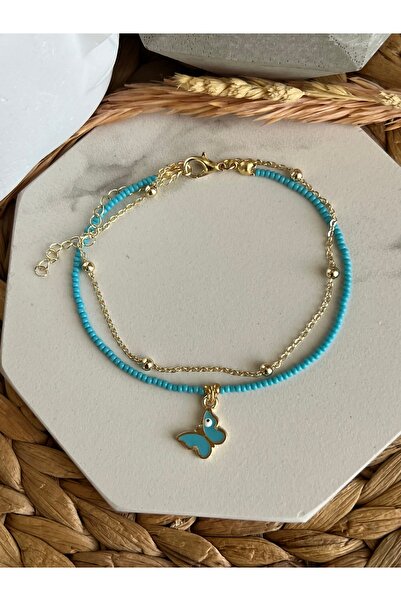 HALHALMILL Mavi Kelebekli İkili Trend Halhal