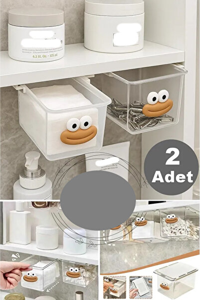 teknotrust 2 Adet Beyaz Çekmeceli Makyaj ve Takı Organizeri, Pamuğu ve Sünger...