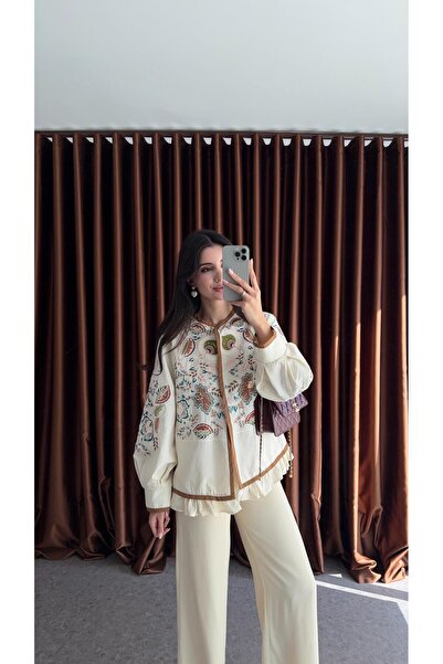 HAZELANNA سترة مطرزة باللون البني