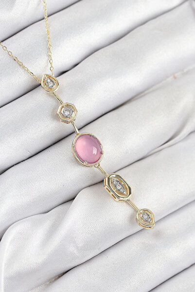 Epilons قلادة على شكل حرف Y من سلسلة النحاس من Bfs مصنوعة من الذهب الوردي وحج...