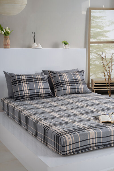 Dovira طقم ملاءات سرير مطاطية من القطن المربع