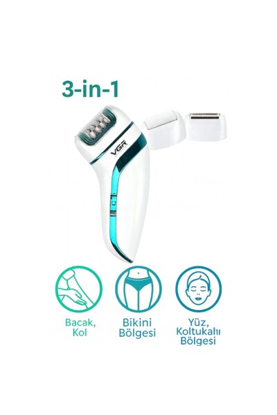 Shopura Epilasyon Aleti - 3,Başlıklı Epilatör - Tüy Kıl Alma Makinesi - Topuk Törpüsü
