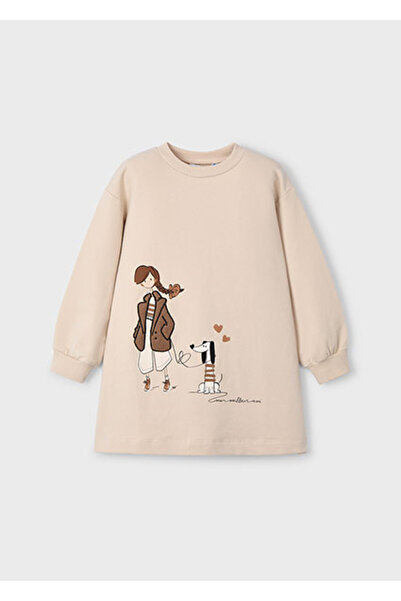 MAYORAL Бежева вишита сукня для дівчинки 4929