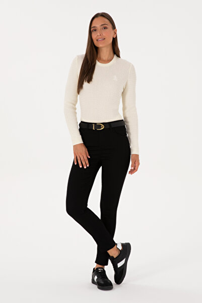U.S. Polo Assn. بنطلون قماش أسود للنساء من Toothpick Fit 50317139-VR046