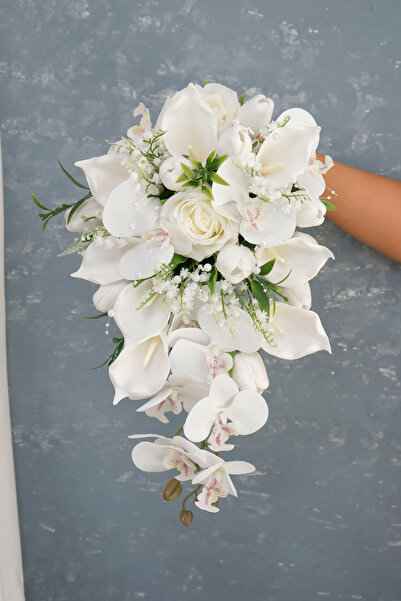 Uğur Gelin Buketi Orkide Gala Gül Leydi Özel Tasarım Gelin Buketi