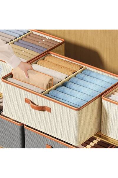 teknotrust Bej Katlanabilir Giysi Çekmecesi Saklama Kutusu Hurç 1 adet