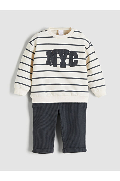 LC Waikiki Embroidered Baby Boy Sweatshirt and Pants