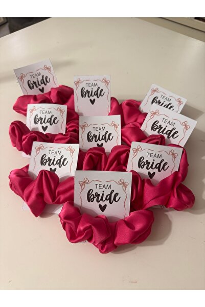 For a Fur 9 قطع من ربطات الشعر الساتان الوردية لفريق العروس مع بطاقة هدية للعروس