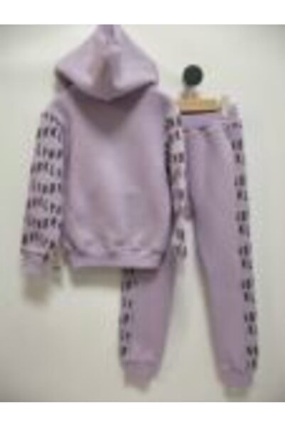 Mamboo Girls' Lilac Tracksuit with Hooded Sweatshirt