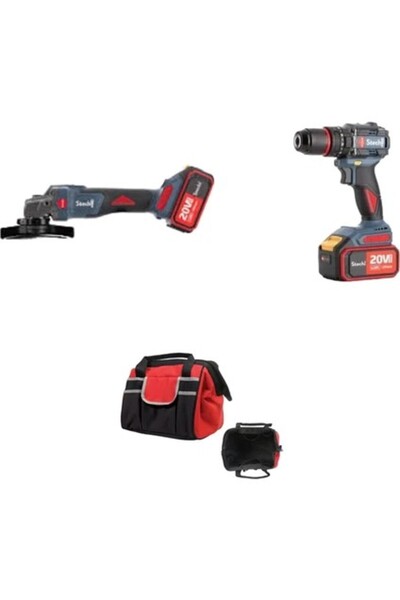 StechEnd Akülü Avuç Taşlama + Akülü Darbeli Matkap SX22 2 * 4.0Ah