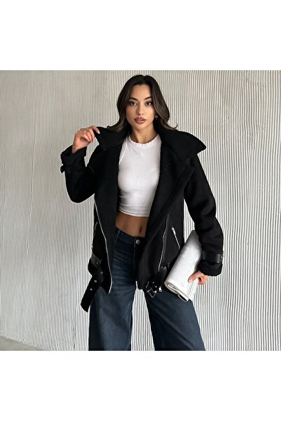 Moda Lounge İthal Premium Süet Toscana Lamine Biker Deri Mont