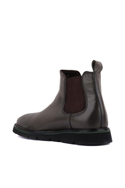 SailLakers - Ανδρικές μπότες Eva Sole χωρίς κορδόνια από δέρμα χακί 102-3286-081155