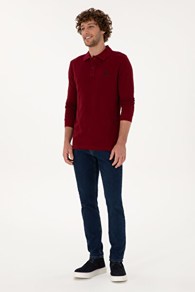 U.S. Polo Assn. Men's Regular Fit Polo Neck Burgundy Basic Sweatshirt 50307757-Vr014