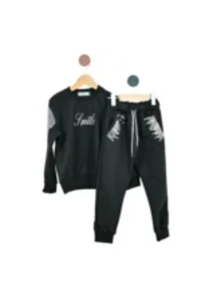 Mamboo Modern Tracksuit for Girls 2+ Years, Without Hood Sweatshirt, Decorated with Sequins
