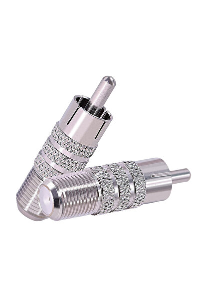 BK Teknoloji F Tipi Dişi - RCA Erkek Koaksiyel Kablo Ses Adaptörü Konnektörü - 2 Adet