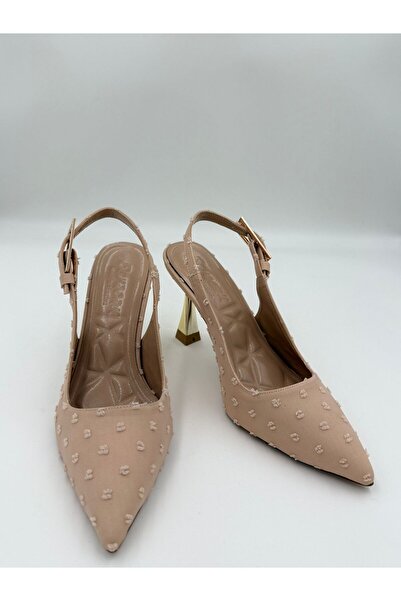 adelix Thin Gold Heel Single Strap Women's Stylish Stiletto Mink