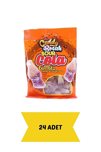CANDY BREAK Sour Cola Bottles Jelibon 24'lü Paket | Ekşi Kola Aromalı Yumuşak...