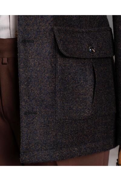 TerziAdemAltun Ανδρικό αθλητικό μονό μπουφάν σε ιταλικό στυλ slim fit, μπλε ναυτικό T13548