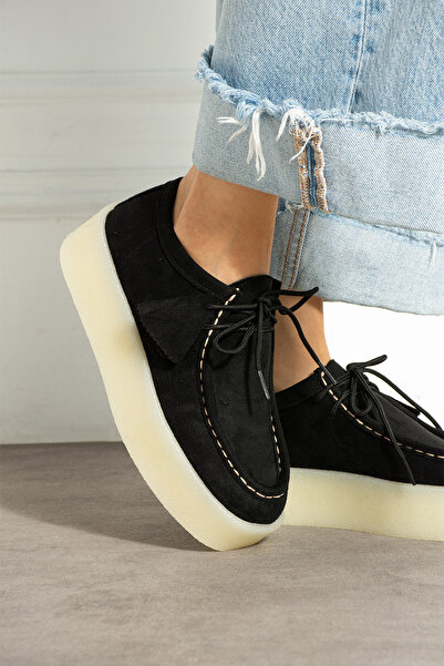 DESPİNA Oslo Women's Brown Suede Lace-Up Casual Shoes – Thick Sole Trend Model