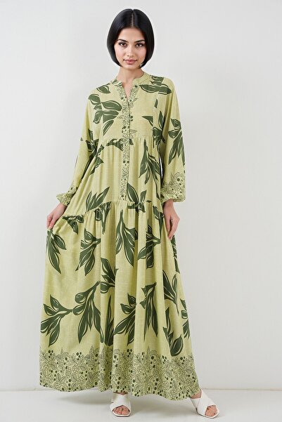 Hiccup Φόρεμα μάξι με μοτίβο με λαιμόκοψη σε σχήμα V με κουμπιά BDART