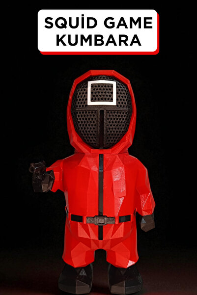 Genç 3D Squid Game Kare Simgeli Kumbara | 25 cm Dekoratif ve Fonksiyonel Para...