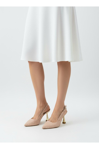 adelix Thin Gold Heel Single Strap Women's Stylish Stiletto Mink