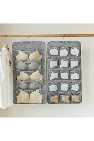 teknotrust Gri 20 Cepli Dolap İçi Çamaşır Organizeri, İki Taraflı Askılı Süty...