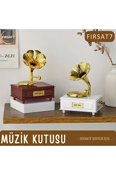 Fırsat7 Özel Tasarım Nostaljik Gramafon Hareketli Müzik Kutusu Ve Takı Kutusu...