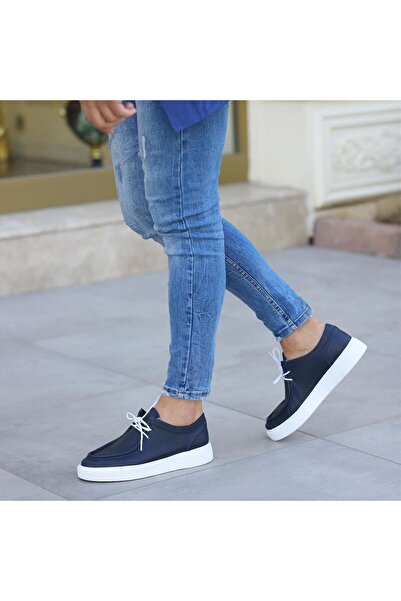 SailLakers - Lacivert Deri Bağcıklı Erkek Günlük Ayakkabı 101-1005-HE1065