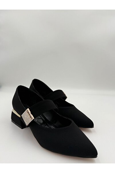 adelix Kadın İnce Gold Topuk Yanı Bantlı Kadın Stiletto Siyah