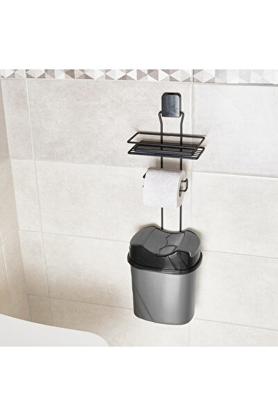 Se Yank Haus Çöp Kovalı Wc Seti Yapışkanlı Tuvalet Kağıtlığı Paslanmaz Raflı Tuvalet Seti