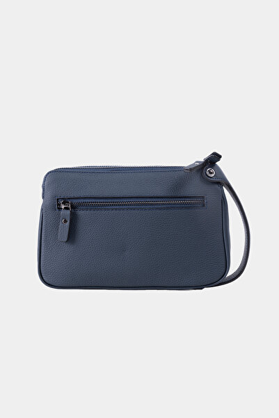 Lysande 100% Genuine Leather Women's and Men's Hand and Portfolio Bag with Navy Blue Wrist Strap