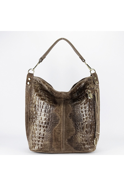 SOFILINE Taupe genuine leather bag with reptile print 1915 M9
