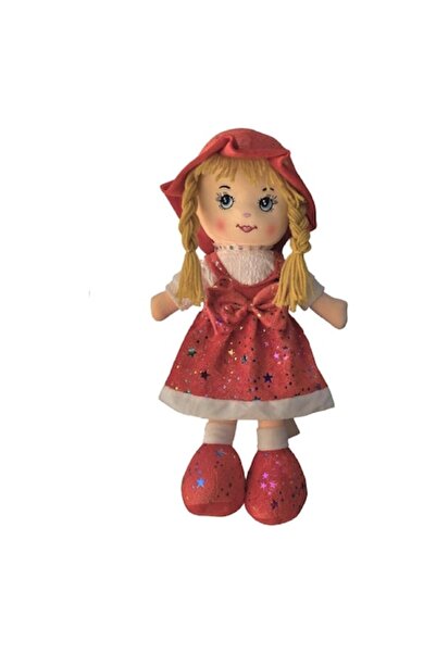 MASHASHOP Păpușă de pluș cu împletituri, roșu/alb, 60 cm