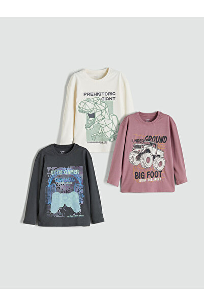 LC Waikiki Printed Long Sleeve Boys' T-Shirt 3-Pack