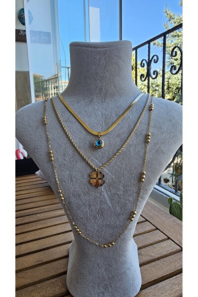 Betymery Aksesuar Paslanmaz Çelik 3lü Kombin Kolye-yeni-kadın-şık hediye seçe...