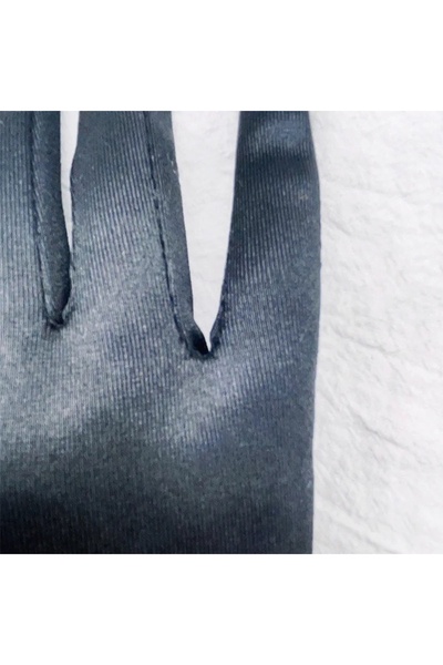 KESNUP Elegant long satin gloves with puff, one size fits all, Black