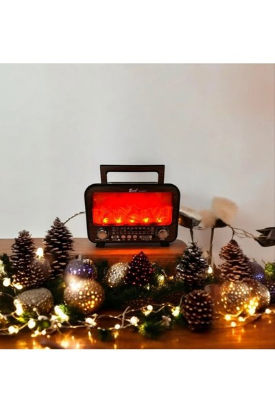 goldixpir ŞÖMİNE GÖRÜNÜMLÜ SOLAR NOSTALJİ RADYO BLUETOOTHLU USB FM RADYO