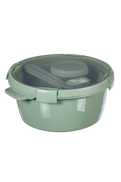 CURVER Smart To Go food box with cutlery and sauce container, 1.6 L, Green/Transparent