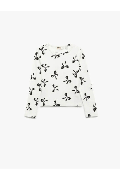 Koton Фартушок з малюнком Екрю Дівчача футболка з довгими рукавами 6Wkg10033Ak