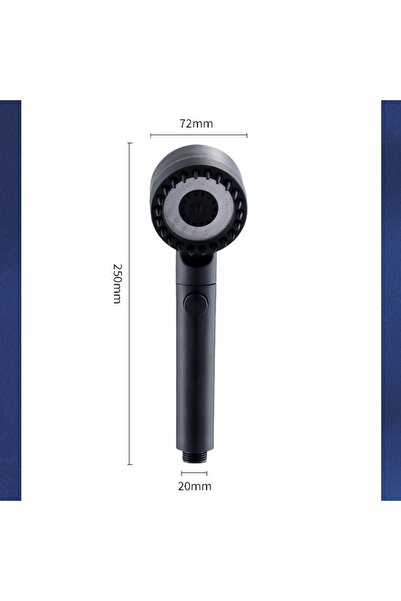 Choice black High Pressurized Filter Shower Head 3-mode Adjustable Spray with Massage Brush Rain Faucet Bat