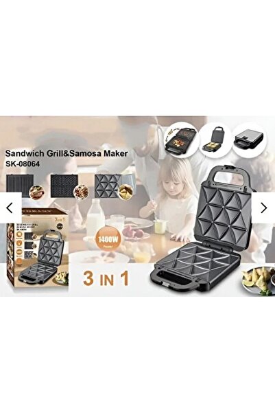 Generic Sandwich Maker 3 in 1 Interchangeable Plates for Samosa Waffle Grill Non-Stick Easy