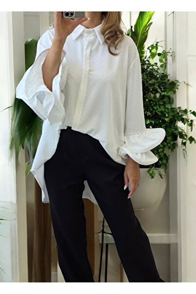 styleFlex Camasa eleganta cu strasuri si volane la maneca