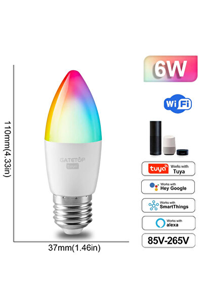 Choice Yes 85-265V C37 6W E27 Dimmable Tuya Rgb Smart Bulb Gu10 C37 A60 T37 E...
